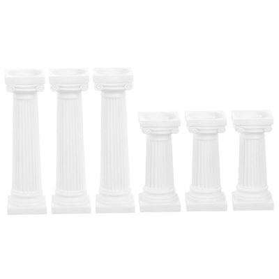 Sosoport 6pcs Mini Roman Pillar Statues for Table Decor Photography DIY Projects