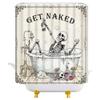 JEJOMEAG Funny Skull Skeleton Shower Curtain Spooky Gothic Get Naked Bathtub Retro Polyester Fabric Bathroom Curtain with Hooks, 67x70 Inch view 3