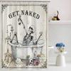 JEJOMEAG Funny Skull Skeleton Shower Curtain Spooky Gothic Get Naked Bathtub Retro Polyester Fabric Bathroom Curtain with Hooks, 67x70 Inch view 4