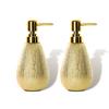ABBI NIMO Brushed Gold Ceramic Soap Dispenser 2 Pack, 11 oz Textured Hand or Dish Soap Dispenser with Golden Plastic Pump for Bathroom or Kitchen Countertop view 1