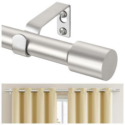 TONIAL Curtain Rods for Windows 48 to 84 Inches(4 to 7 ft), Adjustable Splicing 3/4 Curtain Rod 32 to 86 Inches, Decorative Single Drapery Rod with Modern Finial, Silver