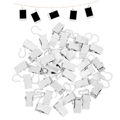 FUNOMOCYA 40pcs Metal Hook Clips for Hanging Curtains Photos Party Lights Easy to Use Stylish Hanger Clips for Home Outdoor Use