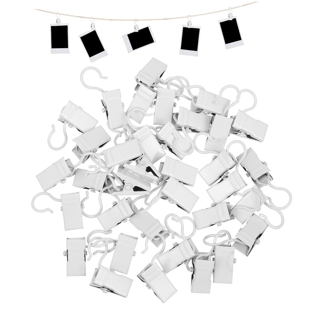 FUNOMOCYA 40pcs Metal Hook Clips for Hanging Curtains Photos Party Lights Easy to Use Stylish Hanger Clips for Home Outdoor Use