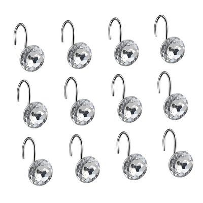 TopHomer 12 Pcs Shower Curtain Hooks Rings Bling Round Diamond Decorative Shower Curtain Rings Crystal Decorative Shower Curtain Hooks for Bedrooms, Bathrooms, Closets
