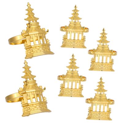 6pcs Cute Napkin Holder Tower Napkin Ring Rings for Wedding Holiday Events