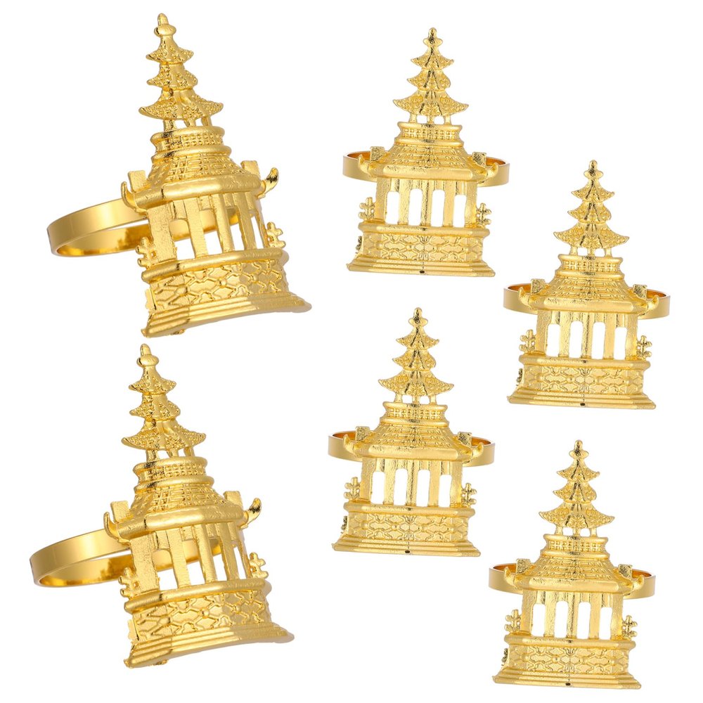 6pcs Cute Napkin Holder Tower Napkin Ring Rings for Wedding Holiday Events