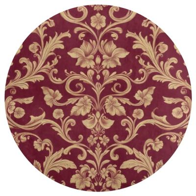 Soft Absorbent Coral Velvet Bath Rugs, Round Bathroom Mats, Machine Washable Bathmat, Carpet Rug Room Decor for Shower Floor Compatible with Flower Maroon Gold Floral Classy Burgundy Antique
