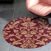 Soft Absorbent Coral Velvet Bath Rugs, Round Bathroom Mats, Machine Washable Bathmat, Carpet Rug Room Decor for Shower Floor Compatible with Flower Maroon Gold Floral Classy Burgundy Antique view 2