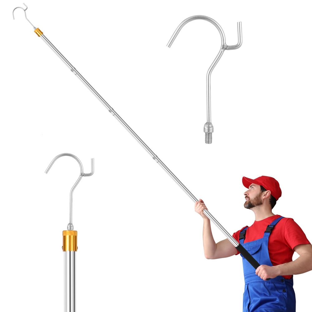 Clothes Hook Pole, Adjustable from 28" to 74", Closet Coat Rack Hook Rod