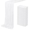 16 Pack White Cheesecloth Table Runner 20 x 120 inch Gauze Table Runners 10 FT Long,Semi Sheer Boho Cheese Cloth Fabric Table Runner Bulk for Wedding,Party,Baby Shower,Bridal Shower Decoration view 1
