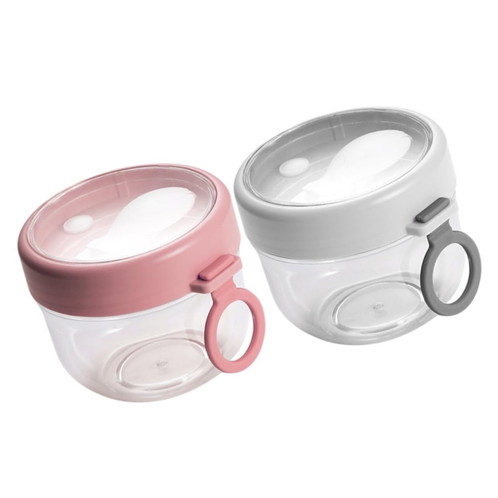 DECHOUS 2pcs Overnight Oats Jars Lids Spoons Airtight Storage Containers for Oatmeal Cereal Yogurt Meal Prep