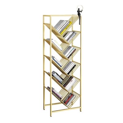 thalo Bookcases Iron Multi-Layer Bookshelf Storage Floor Bookcase Creative Tree-Shaped Bookshelf Suitable for Living Room Study Office Bookshelves Organizer (Color : Gold, Size : 40 * 24 * 85 cm)