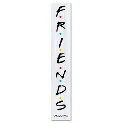 KPSheng 64in x 8in Large Vertical Friends Welcome Hanging Porch Sign for Front Door Wall Decor,Wood Porch Signs Friends Door Sign for Garden Home Yard Party Decor, lverticalsigan007