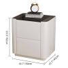 YPDJVLTI nightstand Nightstand with Clear Glass Tabletop Bedside Table Microfibre Leather Wrap Bedside Cabinet for Bedroom End Table Minimalist, White view 2