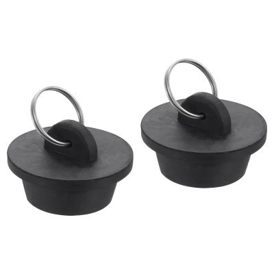 uxcell 2pcs Rubber Drain Stopper with Hanging Ring, Bathtub Drain Plug Fits 1-1/8 to 1-1/4 Inch, Rubber Sink Stopper Drain Plug for Bathtub, Kitchen and Bathroom, Black