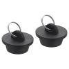 uxcell 2pcs Rubber Drain Stopper with Hanging Ring, Bathtub Drain Plug Fits 1-1/8 to 1-1/4 Inch, Rubber Sink Stopper Drain Plug for Bathtub, Kitchen and Bathroom, Black view 1