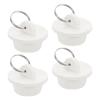 uxcell 4pcs Rubber Drain Stopper with Hanging Ring, Bathtub Drain Plug Fits 1 Inch to 1-1/8 Inch, Rubber Sink Stopper Drain Plug for Bathtub, Kitchen and Bathroom, White view 1
