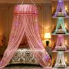 Elegant Round Dome Bed Netting Canopy Princess Bed Canopy with Led Light, Canopy Bed Curtains Mosquito Net for Bed (White) view 2