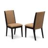 Ergode DLLA5-ABK-47 5-Piece Dinette Table Set - Round Dining Table & 4 Chairs - Light Sable Linen Fabric - Rubber Wood Legs - Wirebrushed Black view 1