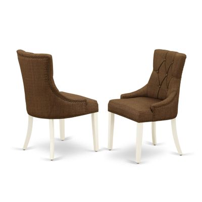 Ergode Cozy and Luxurious 5Pc Dining Set, Small Round Table & 4 Parson Chairs, Asian Wood, Stitched Exterior, High-Density Foam Padding, White Finish