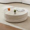 HanStrong Round Coffee Table 39.37'' Marble Pattern Drum Shaped Coffee Table Fiberglass Cocktail Table Center Table for Living Room ome Office, Fully Assembled, White view 4