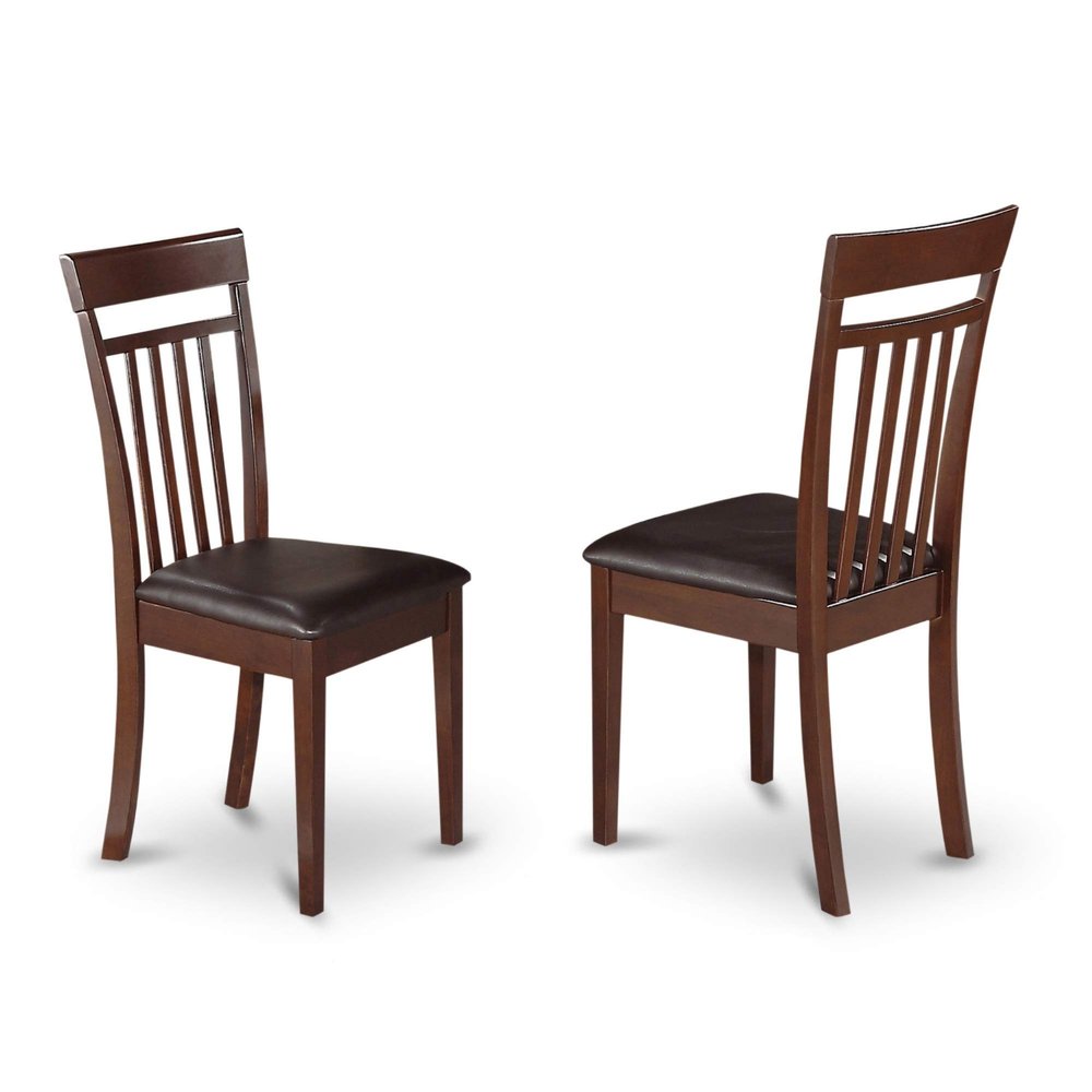 7 Pc Kitchen Nook Dining Set, Trendy Design Asian Solid Wood, Extendable Leaf, Slatted Back Chairs, Mahogany/Saddle Brown Finish