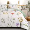 Dobuyly Floral Quilt Set Queen Size, Green Yellow Botanical Flower Quilt Bedding Set 3 Pieces, Soft Lightweight Microfiber Bedspread Coverlet Set for All Season, 96"x90" view 3