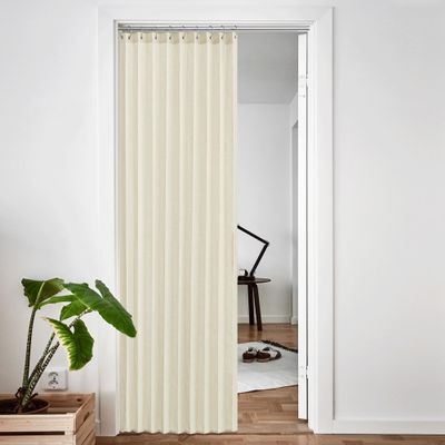NICETOWN Closet Door Curtains for Bedroom 80 inch Length, Doorway Curtains for Temporary Door, Light Filtering Linen Sheer Curtain for Privacy, Room Divider Curtain, 1 Panel, 50" Wide, Greyish White