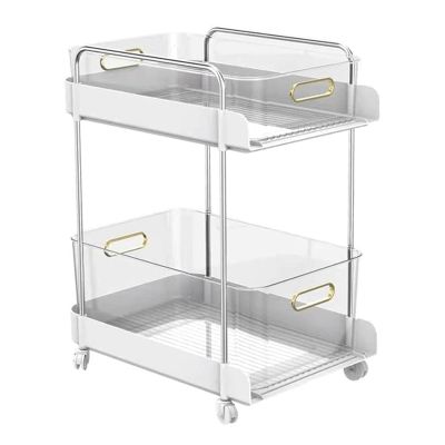 PZEOB Narrow Bookshelf Multi-Layer Bookshelves Stainless Steel Mobile Bookshelf with Wheels Rotating Bookshelf Fashion Floor Standing Book Shelf Perfect Display