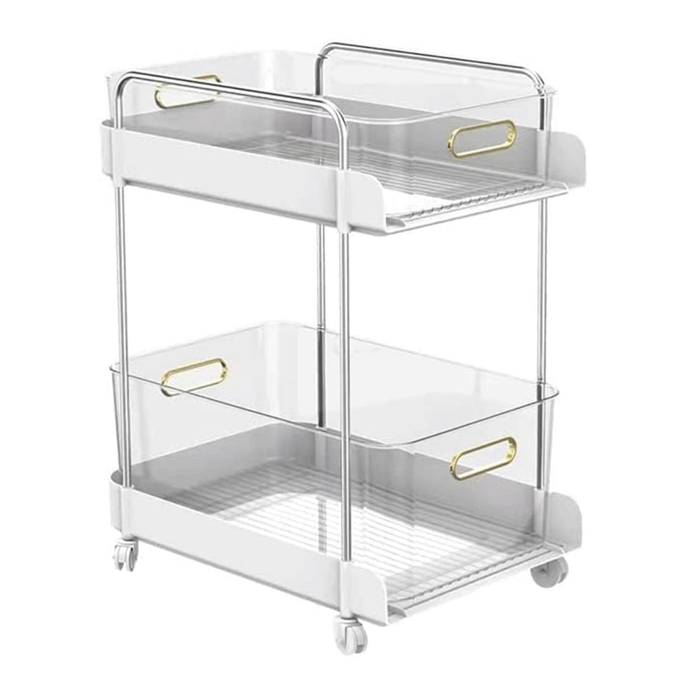 PZEOB Narrow Bookshelf Multi-Layer Bookshelves Stainless Steel Mobile Bookshelf with Wheels Rotating Bookshelf Fashion Floor Standing Book Shelf Perfect Display