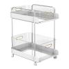 PZEOB Narrow Bookshelf Multi-Layer Bookshelves Stainless Steel Mobile Bookshelf with Wheels Rotating Bookshelf Fashion Floor Standing Book Shelf Perfect Display view 1