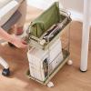 PZEOB Narrow Bookshelf Multi-Layer Bookshelves Stainless Steel Mobile Bookshelf with Wheels Rotating Bookshelf Fashion Floor Standing Book Shelf Perfect Display view 2