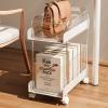 PZEOB Narrow Bookshelf Multi-Layer Bookshelves Stainless Steel Mobile Bookshelf with Wheels Rotating Bookshelf Fashion Floor Standing Book Shelf Perfect Display view 4