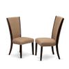 ANVE5-MAH-47 4-Piece Dining Set: 36" Round Table in Mahogany Finish with 4 Linen Fabric Light Sable Chairs. Elegant, Durable, and Easy to Assemble. Perfect for Any Dining Room Decor. view 1