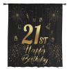 21th Birthday Window Curtains 84 Inches Long, Semi Sheer Rod Pocket Chiffon Curtains & Drapes Drapery Voile Draperies Window Treatment for Living Room/Bedroom/Kitchen, Star Cake Fireworks Golden Black view 3