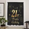 21th Birthday Window Curtains 84 Inches Long, Semi Sheer Rod Pocket Chiffon Curtains & Drapes Drapery Voile Draperies Window Treatment for Living Room/Bedroom/Kitchen, Star Cake Fireworks Golden Black view 4