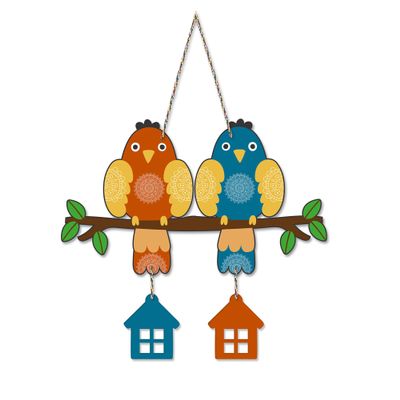 Artvibes Multicolored Pair of Birds Decorative MDF Wooden Wall Art for Home | Garden Balcony| Stylish Modern Decor Item | Festive Decor | Aesthetic Wooden Decor | Unique Gift Items (WH_9128N)