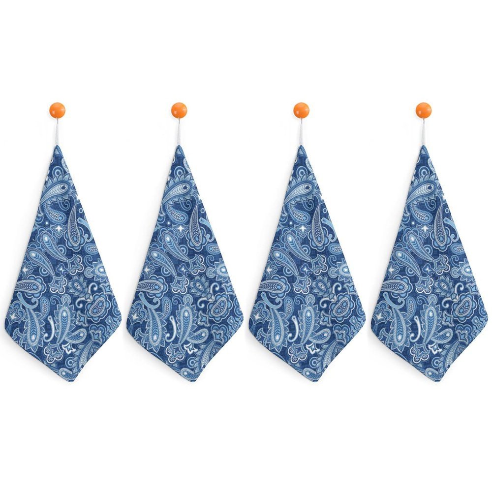 Paisley Hand Towels for Adult and Children Multipurpose Absorbent Towel Bathroom 11.8in Small Square Towel with Hanging Rope Kitchen Tea Dish Thin Towels Soft Handkerchief 4PCS