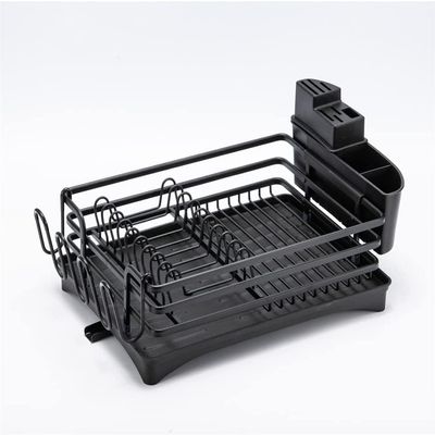 HUQHUMSK Dish Rack, Trjgtas Kitchen Dish Drying Rack Sink Drain Holder Cutlery Drainer Storage Plate Glass Organizer Shelf