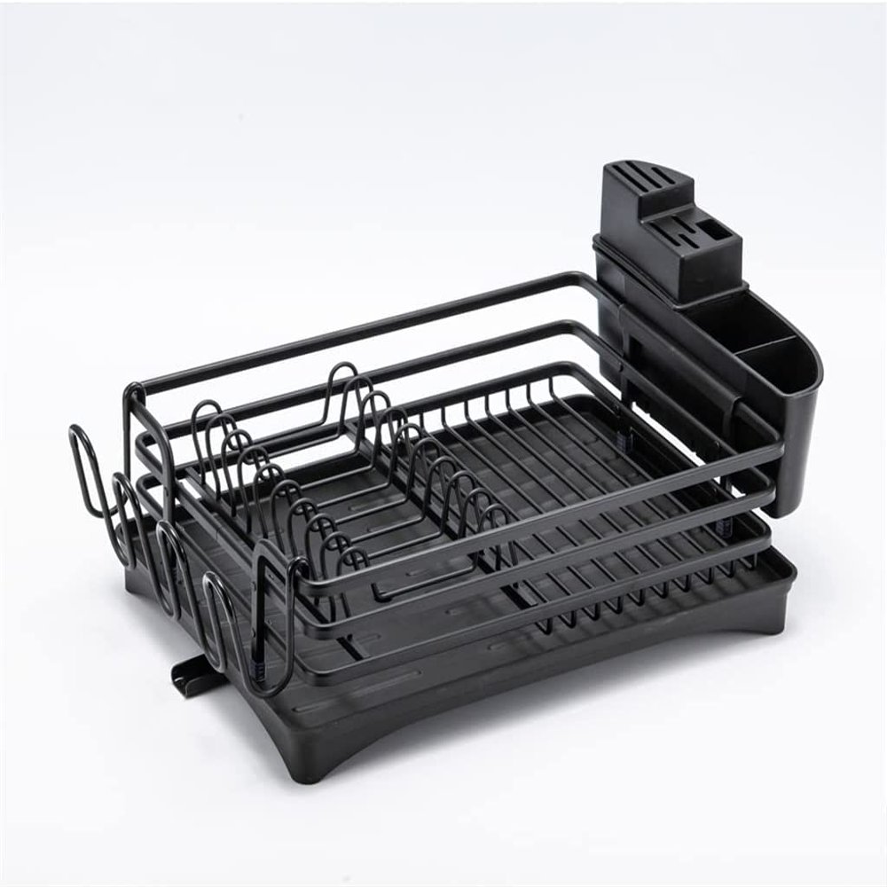 HUQHUMSK Dish Rack, Trjgtas Kitchen Dish Drying Rack Sink Drain Holder Cutlery Drainer Storage Plate Glass Organizer Shelf