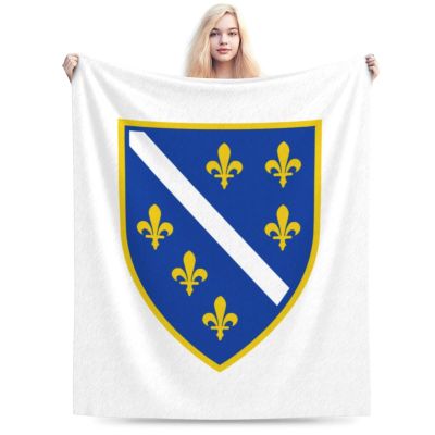 Flag of Bosnia and Herzegovina (19921998) Throw Blanket for Couch Bed Sofa Soft Comfortable Blanket 80"x60" Flannel Blankets & Throws
