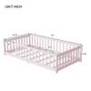 Mirightone Twin Size Floor Bed for Kids, Wood Montessori Floor Beds with Fence Railings and Slats Support, Twin Playhouse Bed Frame for Boys Girls, No Box Spring Needed, Pink view 2