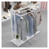 JYHBSHCC Independent Double-rod Clothes Hanger, Multi-functional Storage Display Rack, Suitable for Clothing Stores and Retail Stores, 120x50x130cm, White view 1