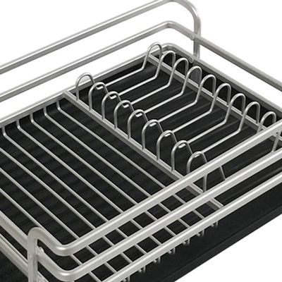 HUQHUMSK Dish Rack, Dish Drain Rack Classic Morden Style Dish Drying Rack Rustproof Metal Aluminum Black Cutlery Holder Dish Racks (Color : Black, Size : 40X29Cm) Cutlery Racks