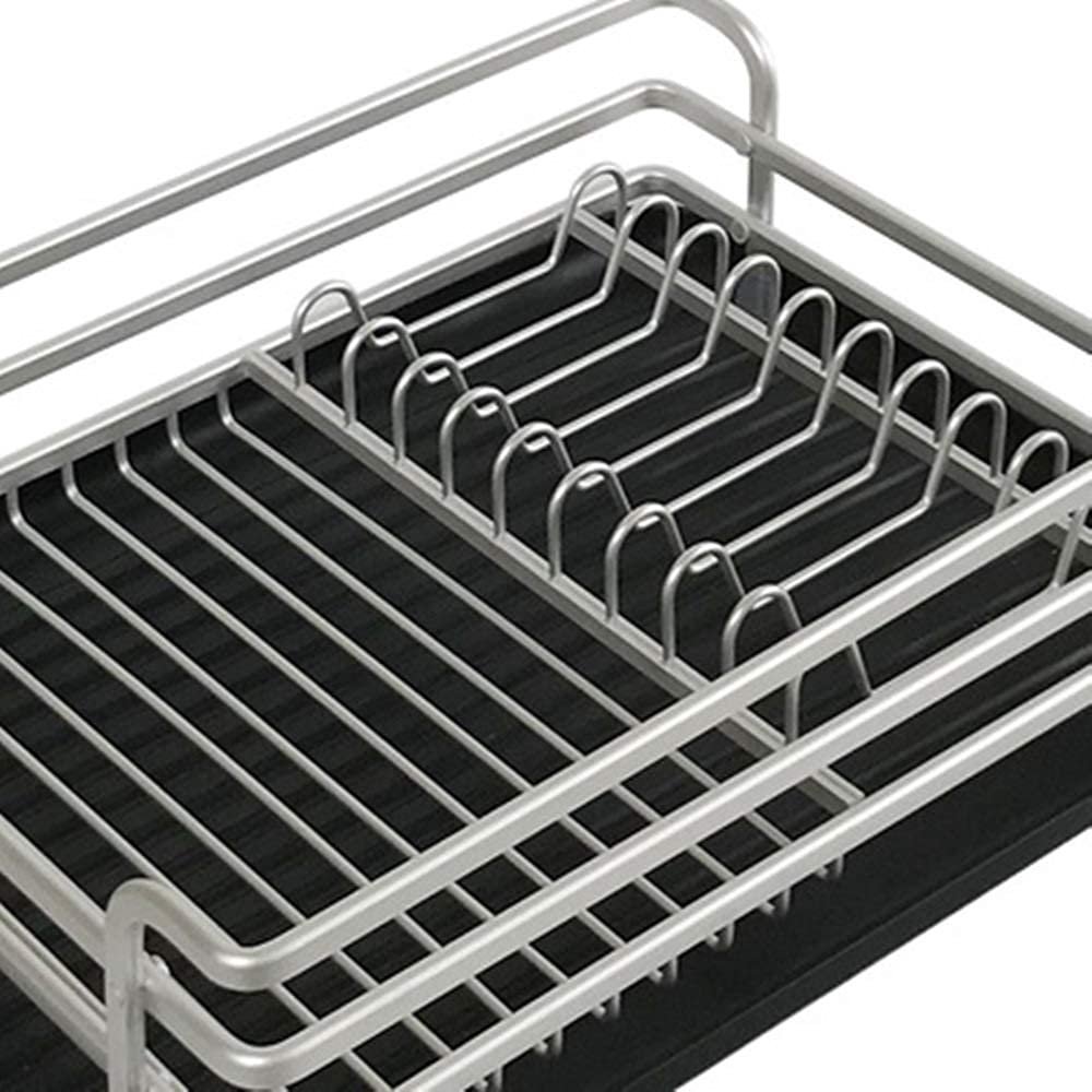 HUQHUMSK Dish Rack, Dish Drain Rack Classic Morden Style Dish Drying Rack Rustproof Metal Aluminum Black Cutlery Holder Dish Racks (Color : Black, Size : 40X29Cm) Cutlery Racks
