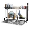HUQHUMSK Dish Rack, Dish Rack, Black Stainless Steel Kitchen Sink Dish Drying Rack Drain Rack Cutlery Water Tableware Organizer 91 * 27 * 57Cm Strong and Sturdy view 1