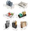 HUQHUMSK Dish Rack, Dish Rack, Black Stainless Steel Kitchen Sink Dish Drying Rack Drain Rack Cutlery Water Tableware Organizer 91 * 27 * 57Cm Strong and Sturdy view 3