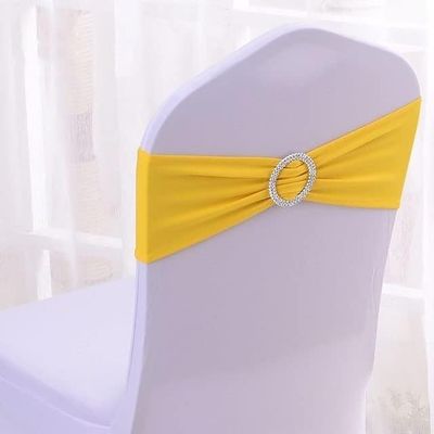Chair Decorations,Elastic Chair Covers, 50Pcs/lot Stretch Wedding Chair Decoration Knot Bows Elastic Chair Sash Band Ribbon With Party-gold (Color : Pink) (Color : Roze) (Color : Roze) ( Color : Yello