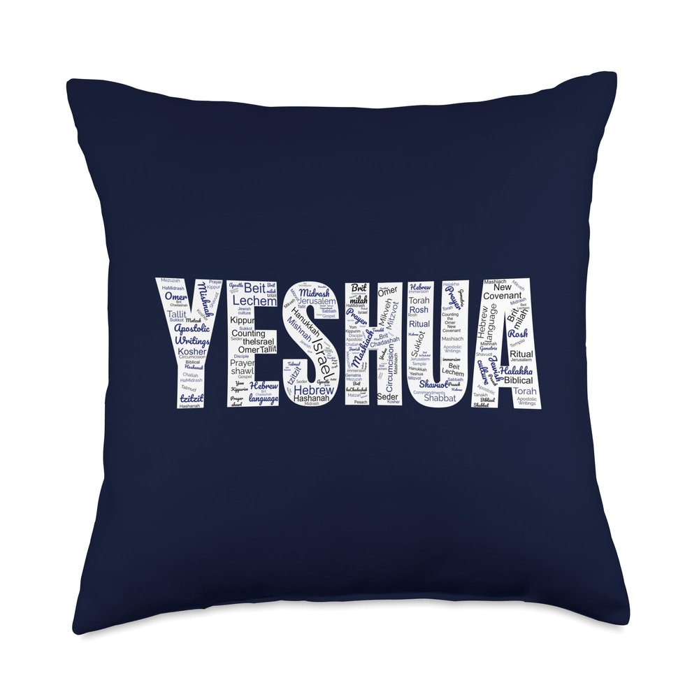 Yeshua Hebraic Word Cloud Throw Pillow