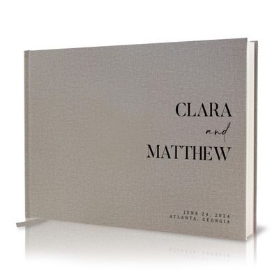 Personalized Guest Book - 11.5" x 8.5" Premium Custom Guest Signing Book with Bookmark and Blank Pages for Wedding Reception Table Decoration Engagement Birthday Party Event, Gray